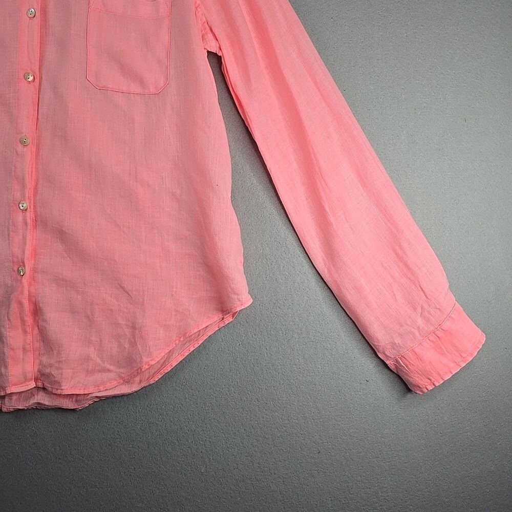 Lilly Pulitzer Sea View 100% Linen Button Down Blouse Shirt Pale Pink/Peach Sz M - Picture 4 of 11